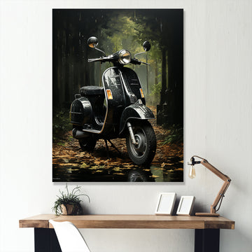 Forest Path And Scooters - Scooter Canvas Wall Art